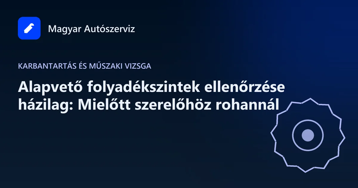 Alapvető folyadékszintek ellenőrzése házilag: Mielőtt szerelőhöz rohannál - Karbantartás és műszaki vizsga